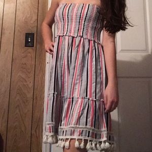 blue island strapless dress